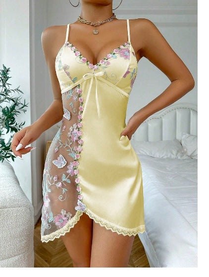 Embroidered petal sheer see through nightdress, photo 11