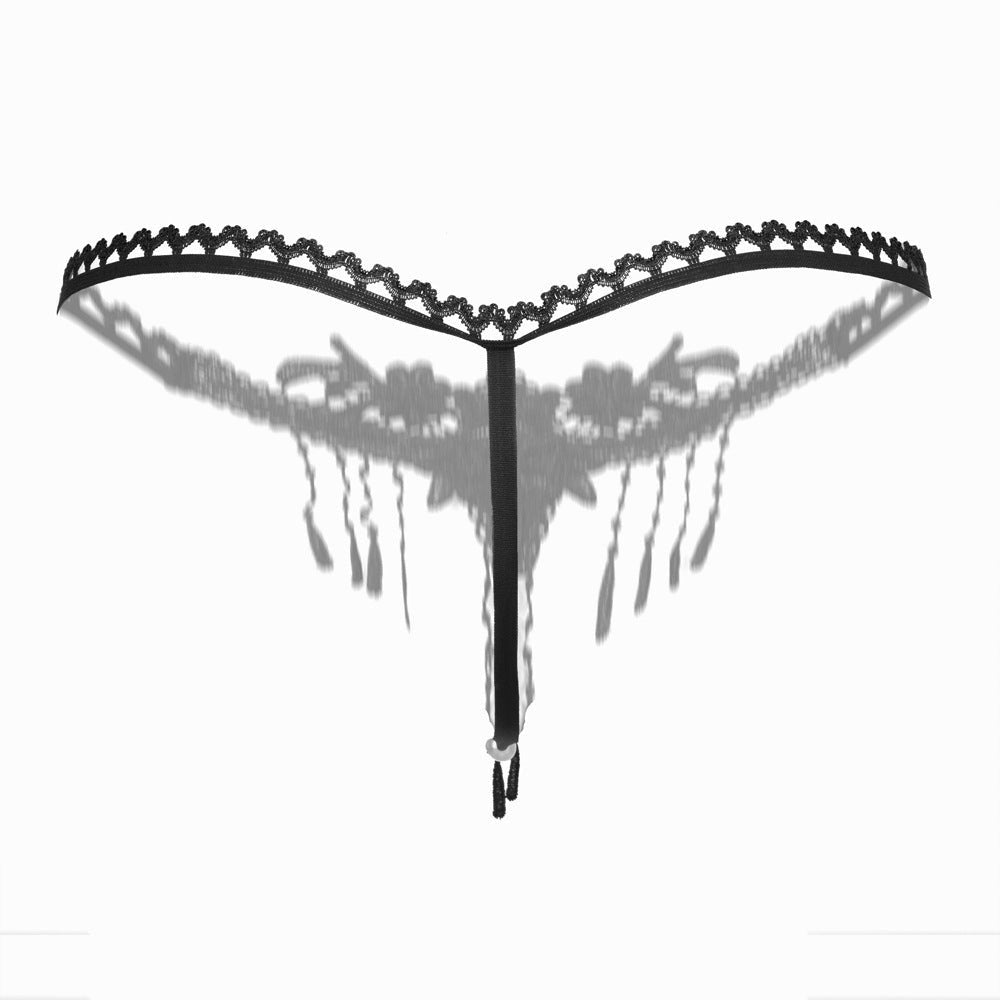 Embroidered tassel open crotch thong, photo 3