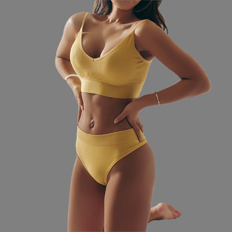 Yellow everyday cotton bra and panty set
