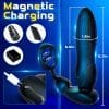 Black silicone prostate massager with rings, photo 7