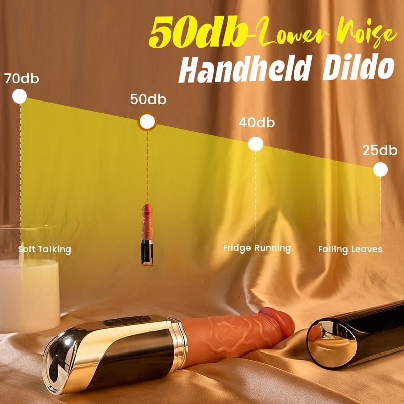 Flesh toned realistic expanding dildo with gold handle, photo 5