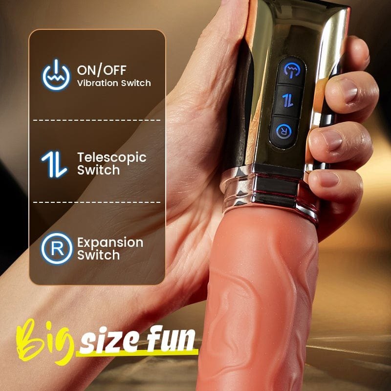 Flesh toned realistic expanding dildo with gold handle, photo 7