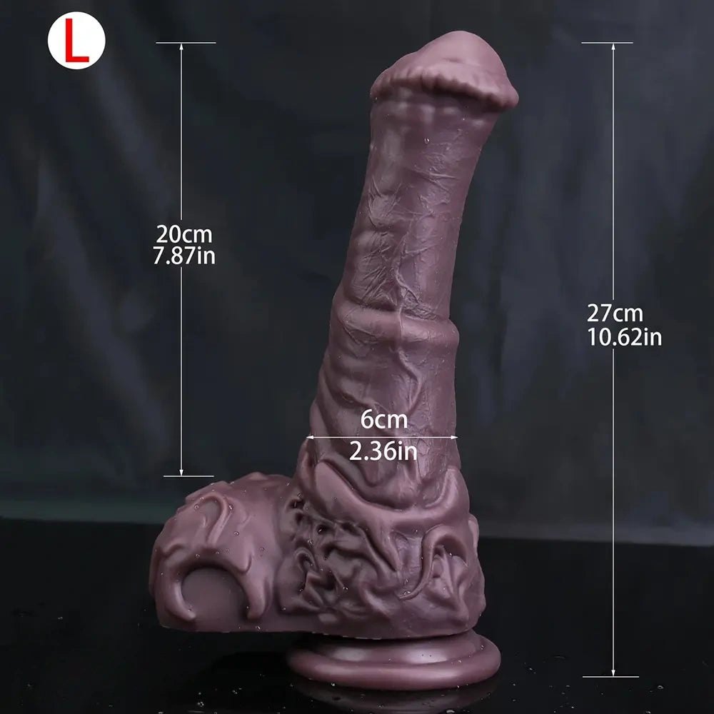 Coffee knotted silicone animal dildo