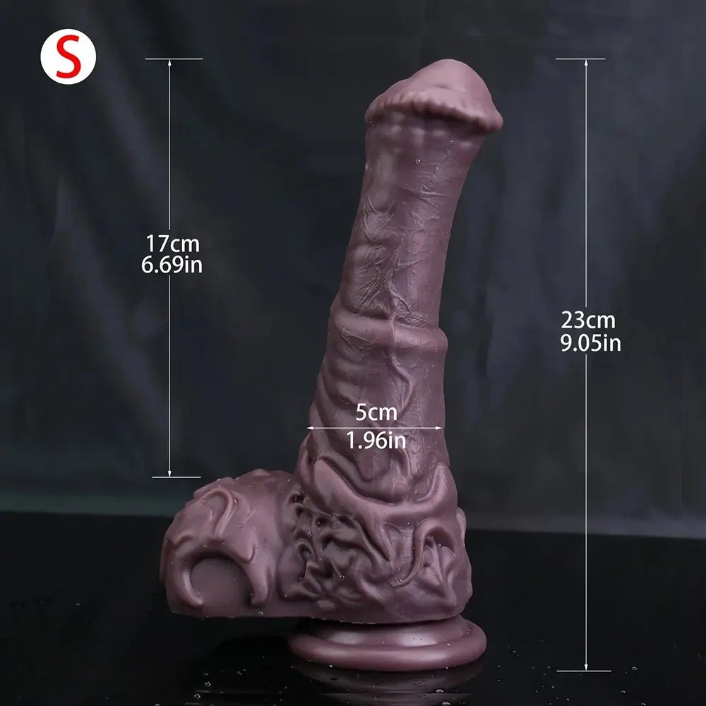 Coffee knotted silicone animal dildo