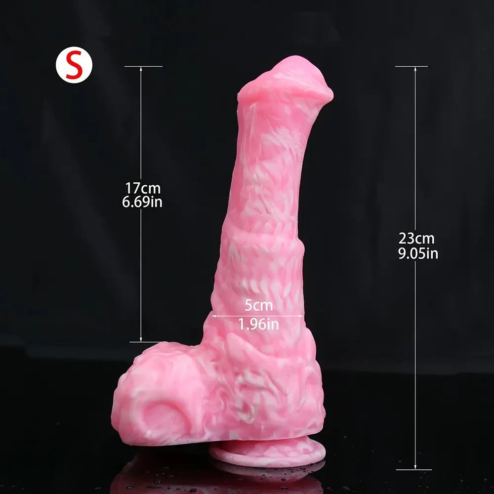 Pink knotted silicone animal dildo