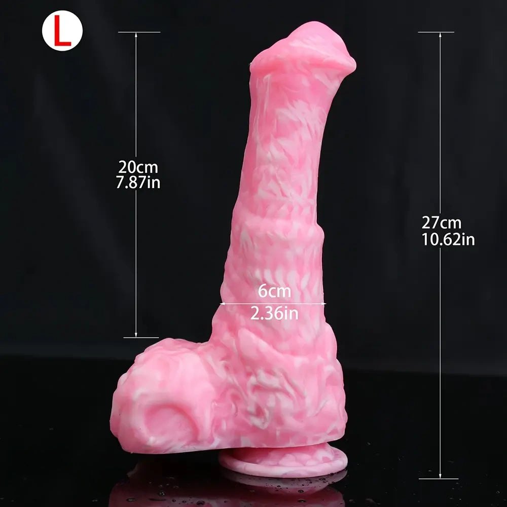 Pink knotted silicone animal dildo