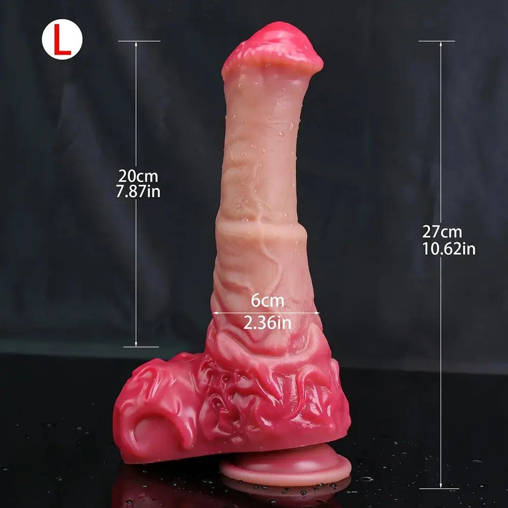 Red knotted silicone animal dildo