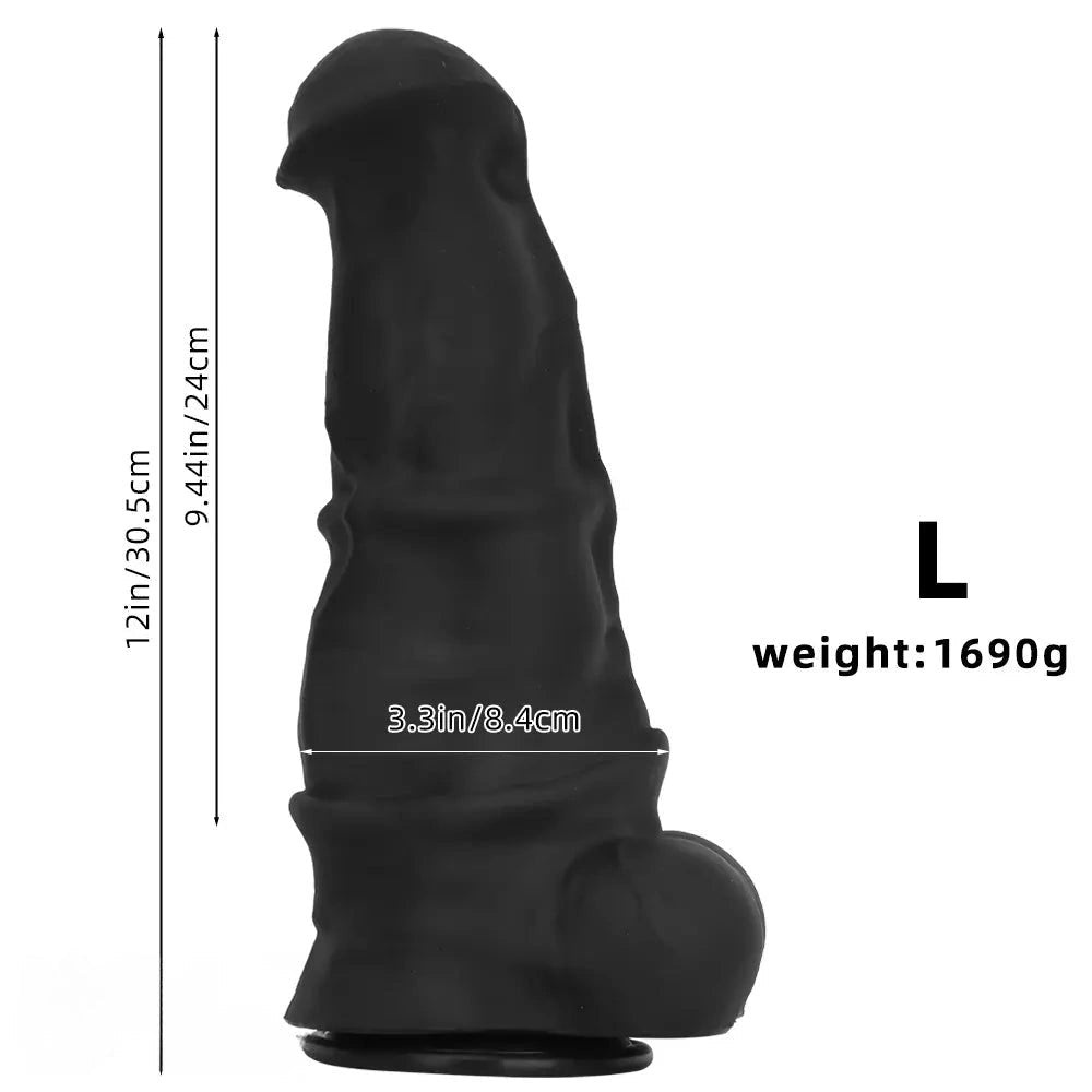 Black extra large thick silicone dildo, photo 11