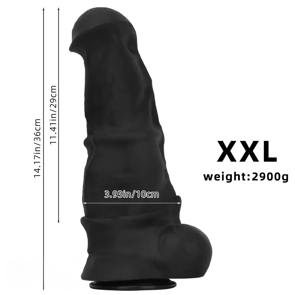 Black extra large thick silicone dildo, photo 13
