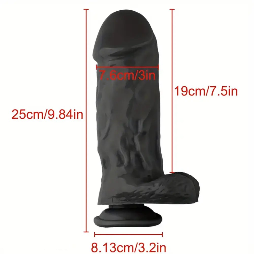 Black extra large realistic PVC suction dildo