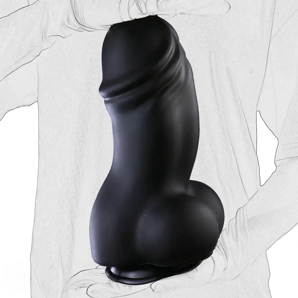 Black thick realistic dildo with suction cup base, photo 1