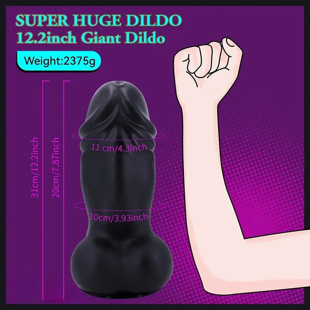 Black thick realistic dildo with suction cup base, photo 2