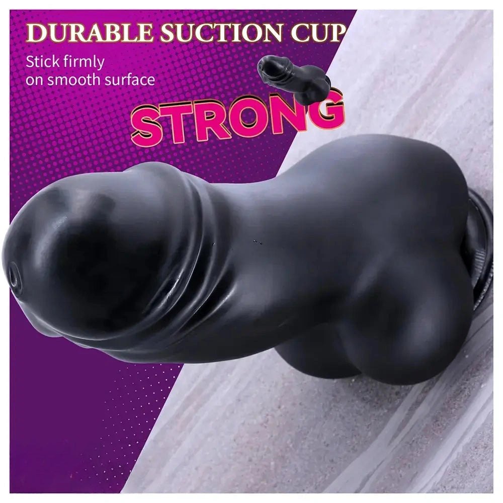 Black thick realistic dildo with suction cup base, photo 3