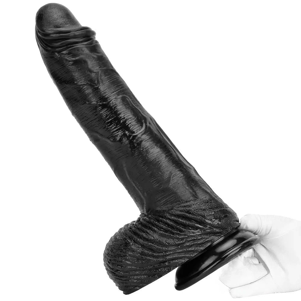 Black realistic pvc dildo with suction cup base, photo 14