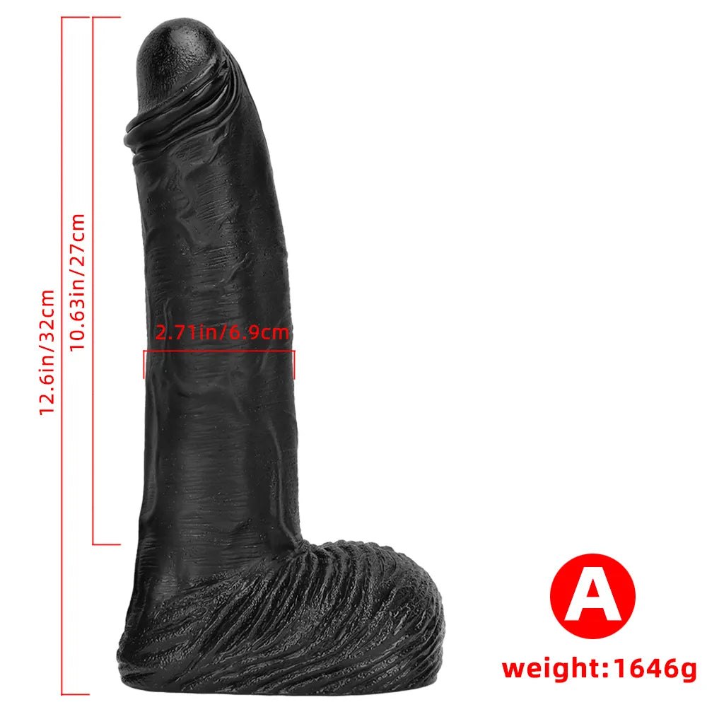 Black realistic pvc dildo with suction cup base, photo 16