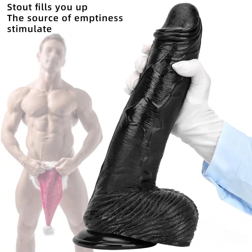 Black realistic pvc dildo with suction cup base, photo 5