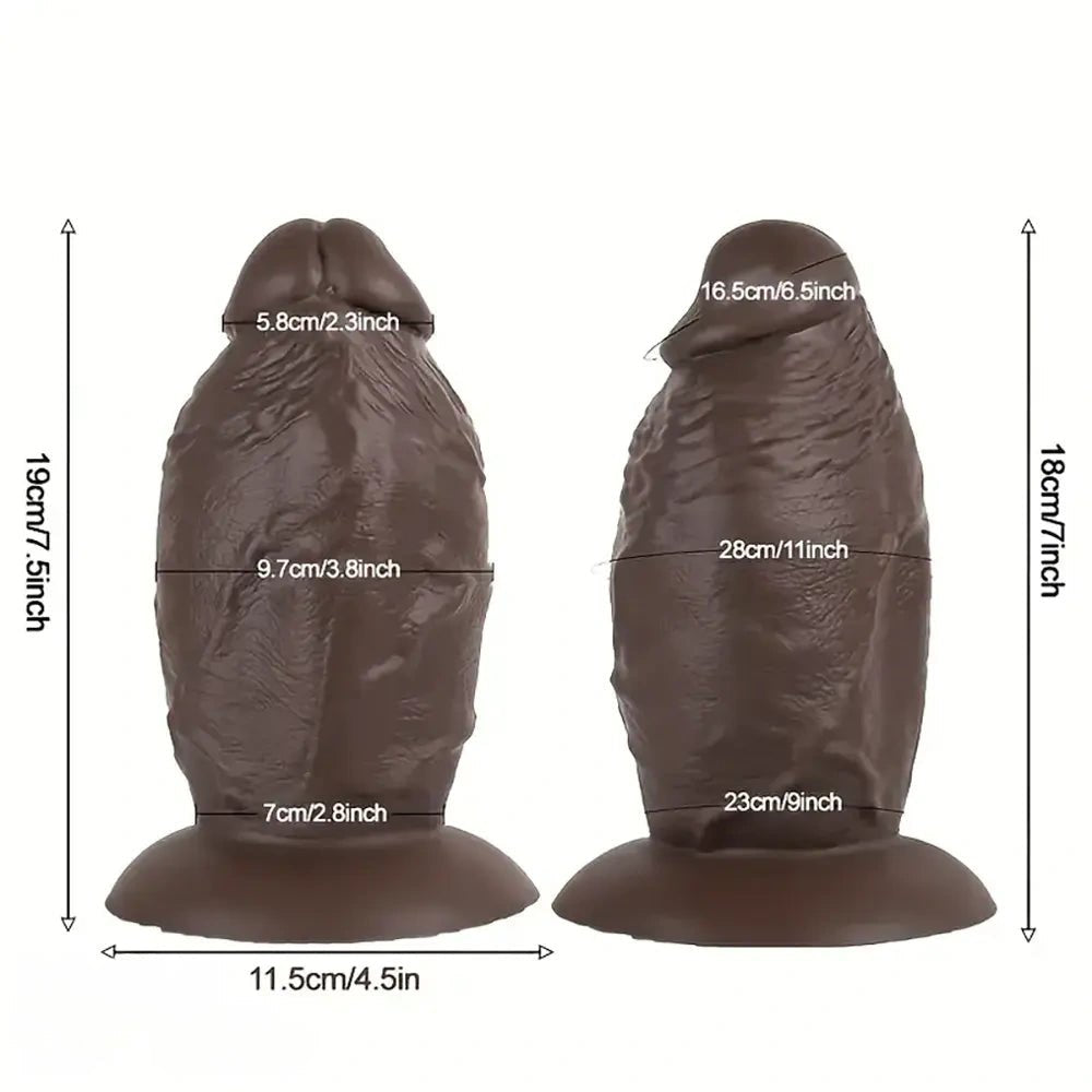 Coffee brown extra thick silicone dildo, photo 10