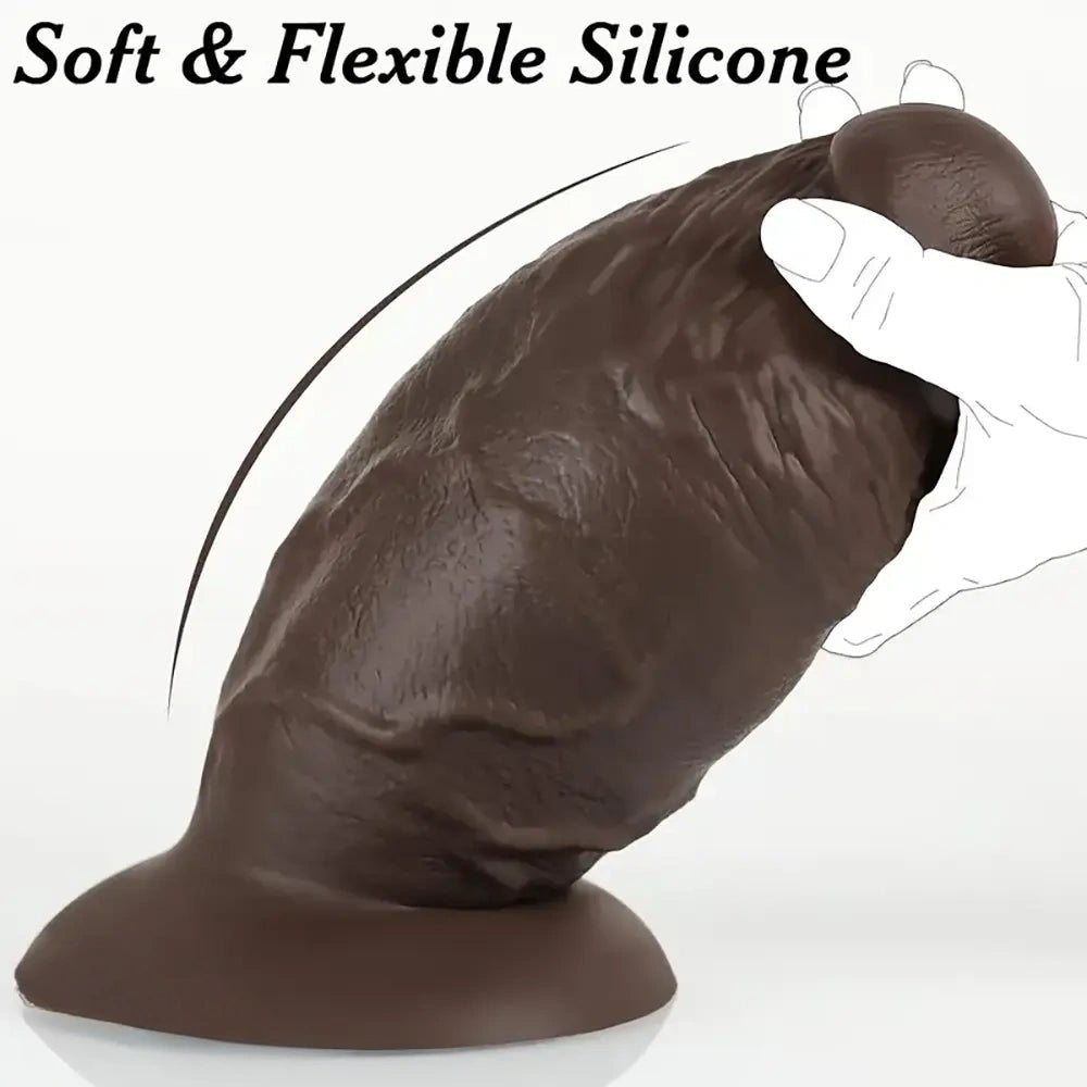 Coffee brown extra thick silicone dildo, photo 3
