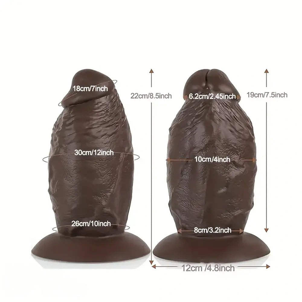 Coffee brown extra thick silicone dildo, photo 4