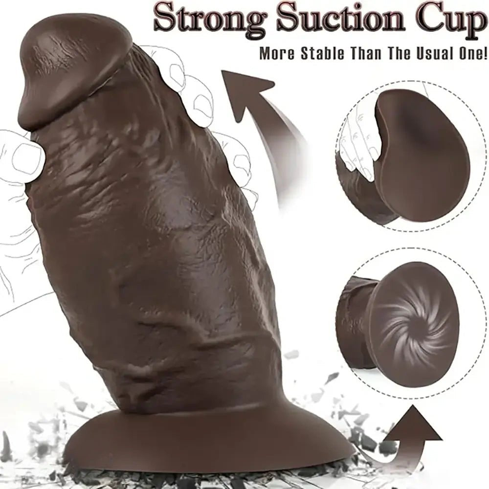 Coffee brown extra thick silicone dildo, photo 7
