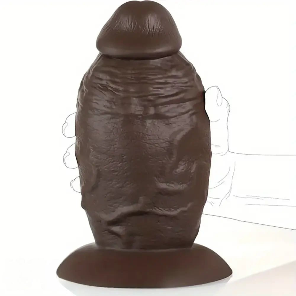 Coffee brown extra thick silicone dildo, photo 9