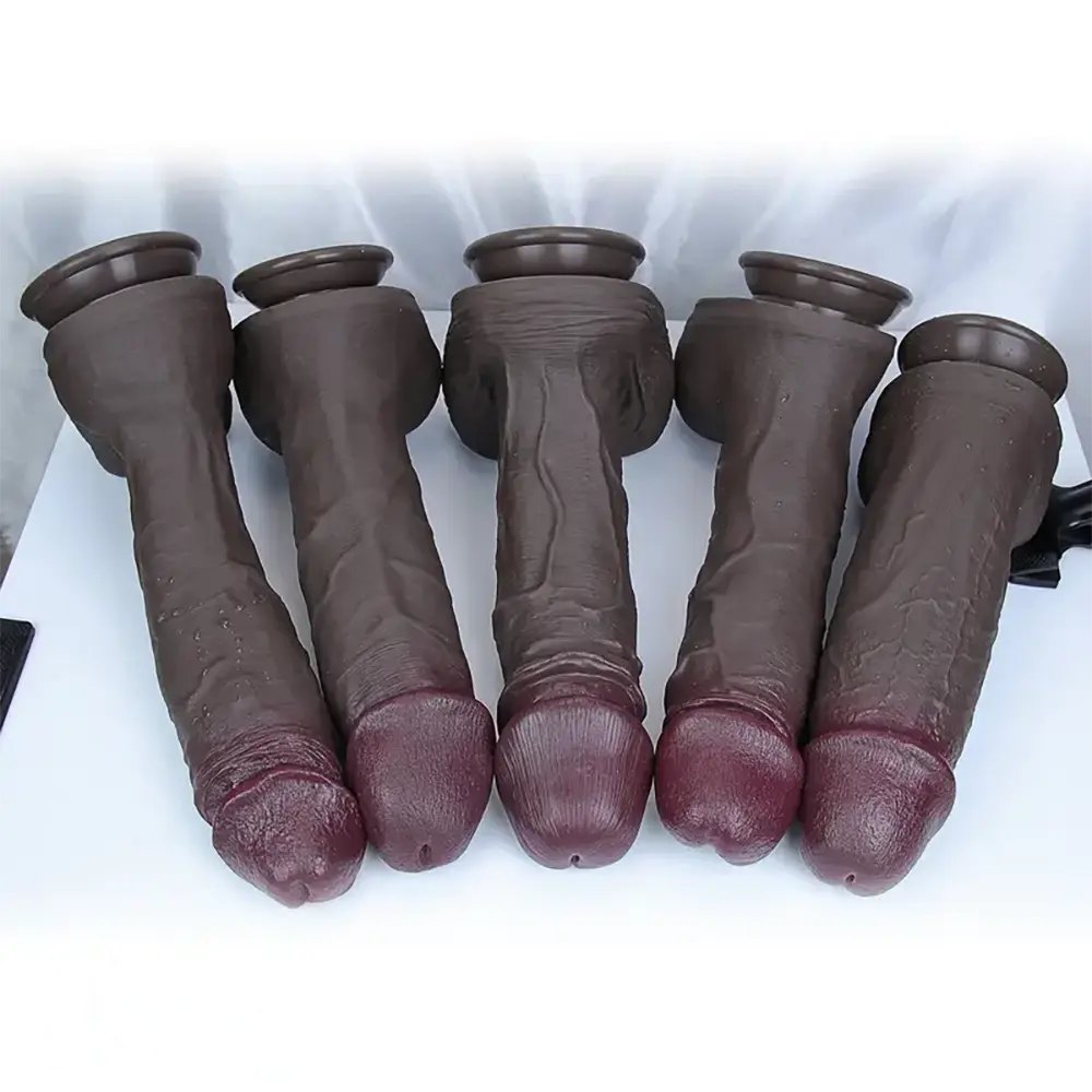 Coffee tone thick silicone dildo, photo 1