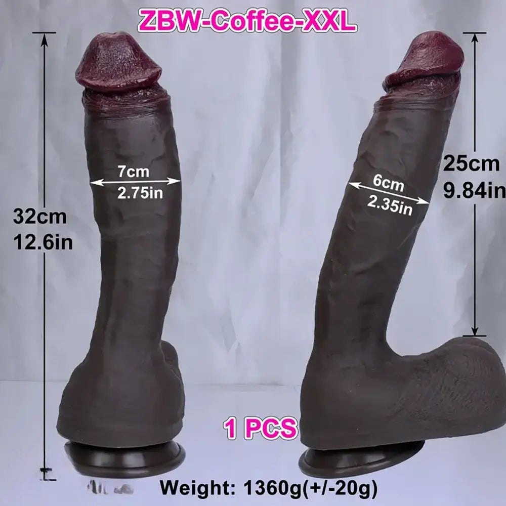 Coffee tone thick silicone dildo, photo 10