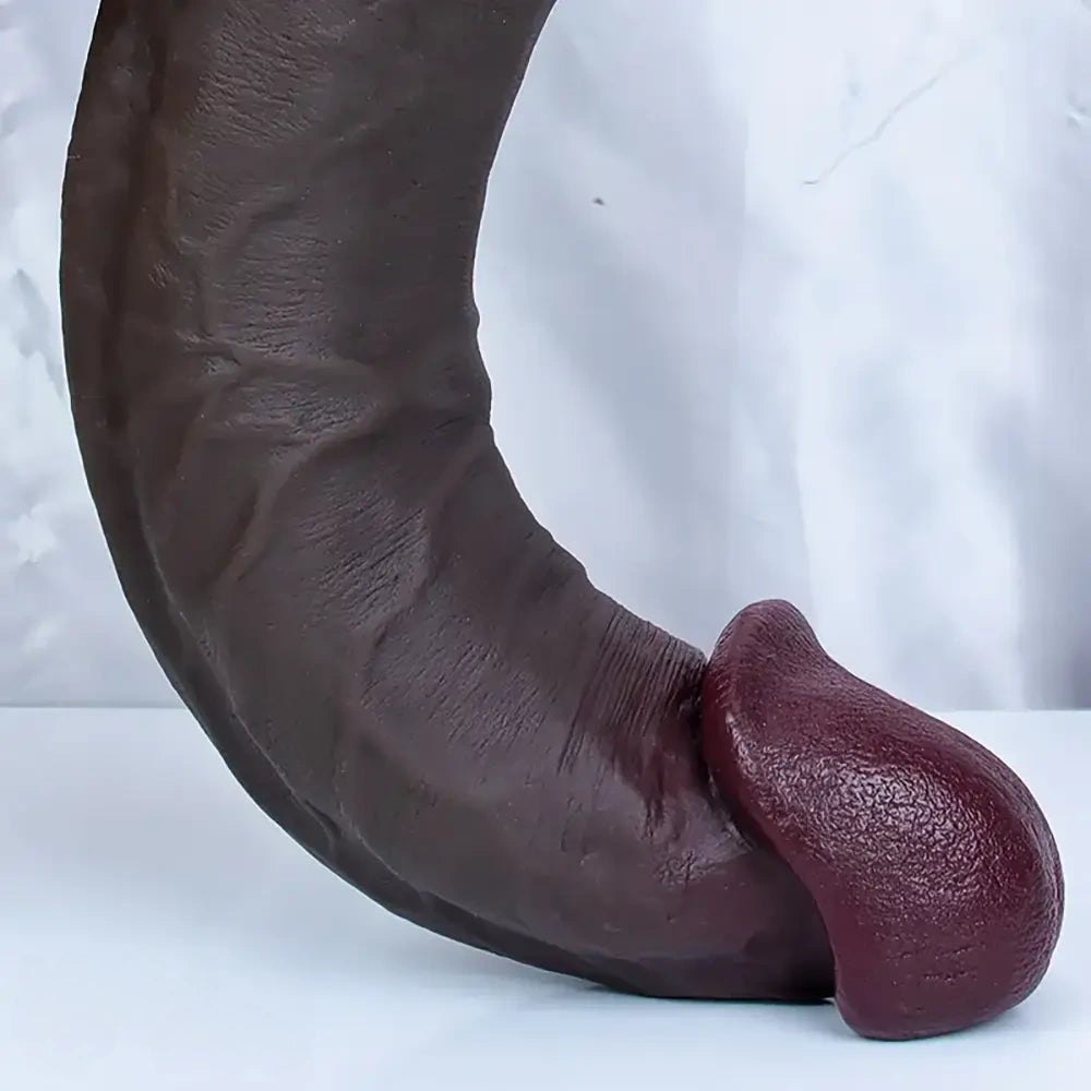 Coffee tone thick silicone dildo, photo 11
