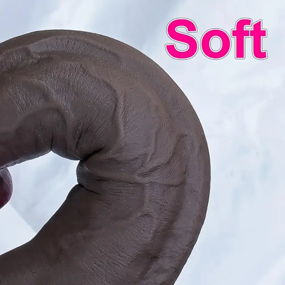 Coffee tone thick silicone dildo, photo 12