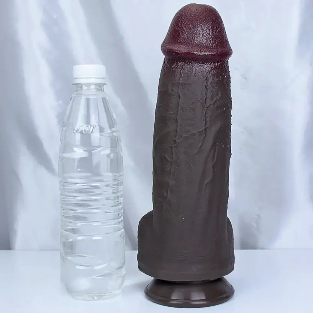 Coffee tone thick silicone dildo, photo 4