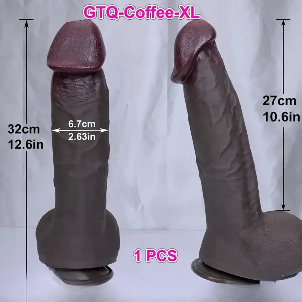Coffee tone thick silicone dildo, photo 6