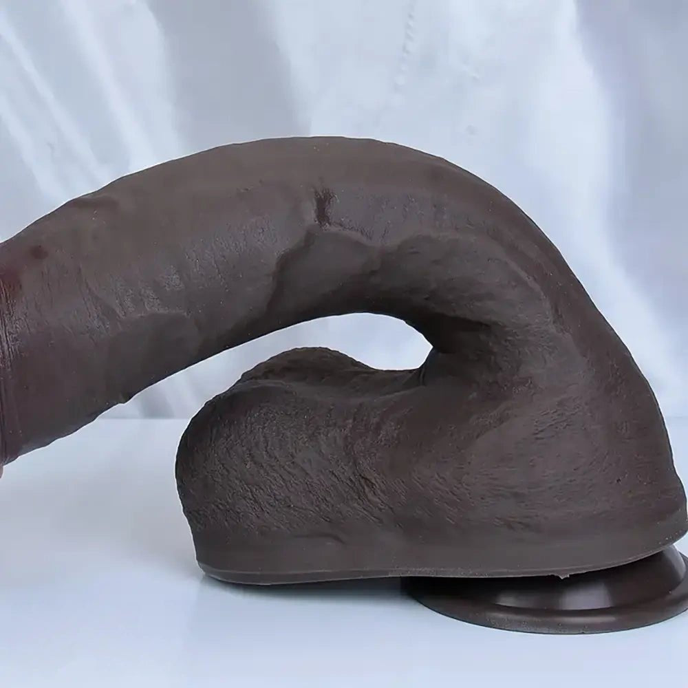 Coffee tone thick silicone dildo, photo 7