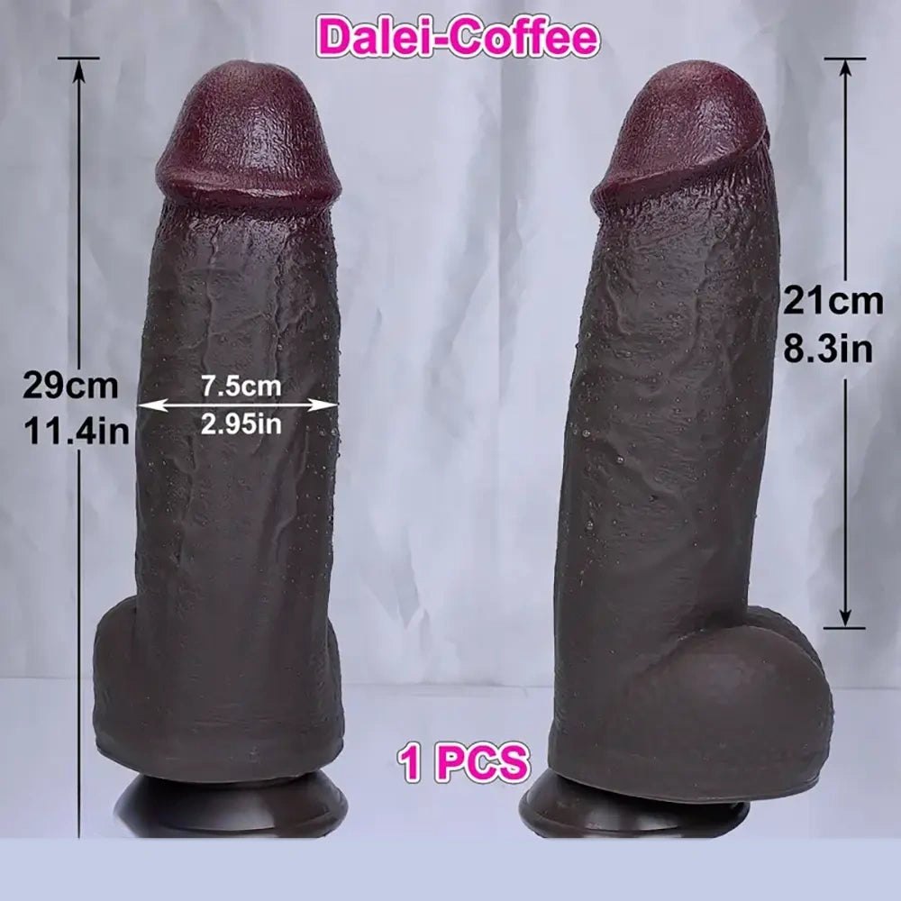 Coffee tone thick silicone dildo, photo 8