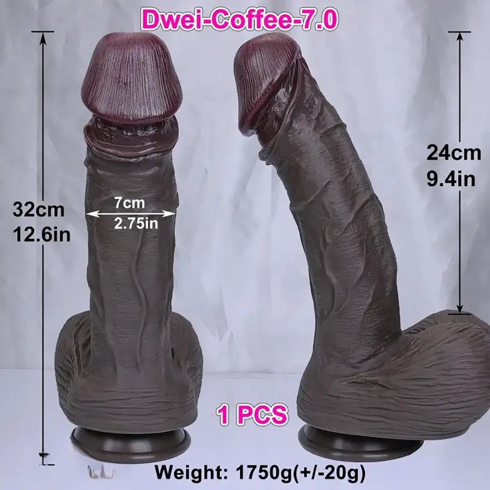 Coffee tone thick silicone dildo, photo 9