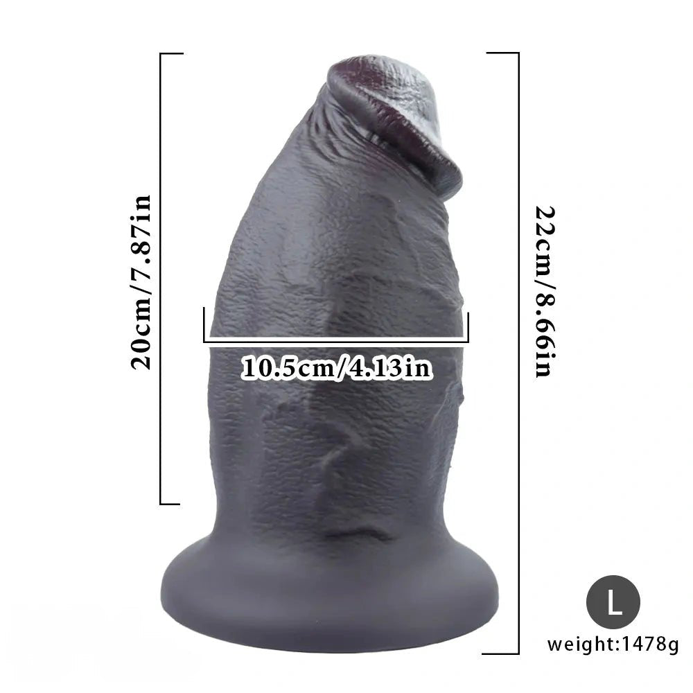 Black textured silicone thick dildo