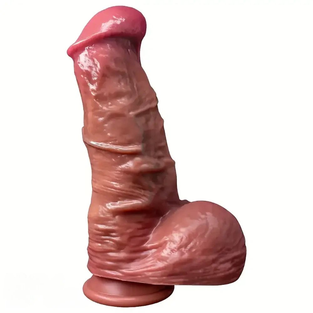 Brown thick silicone realistic dildo, photo 4
