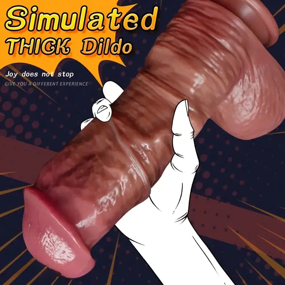 Brown thick silicone realistic dildo, photo 7