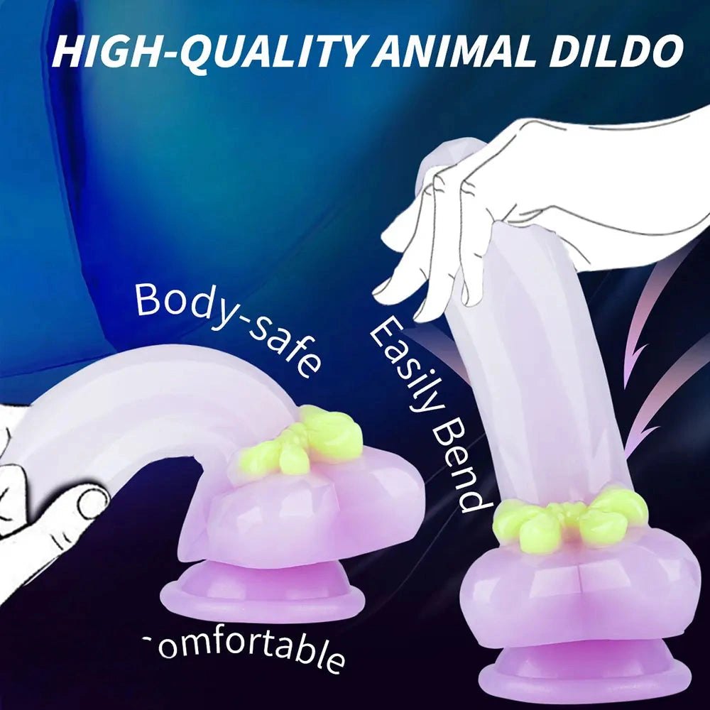 Light purple faceted fantasy dildo with suction cup base, photo 10