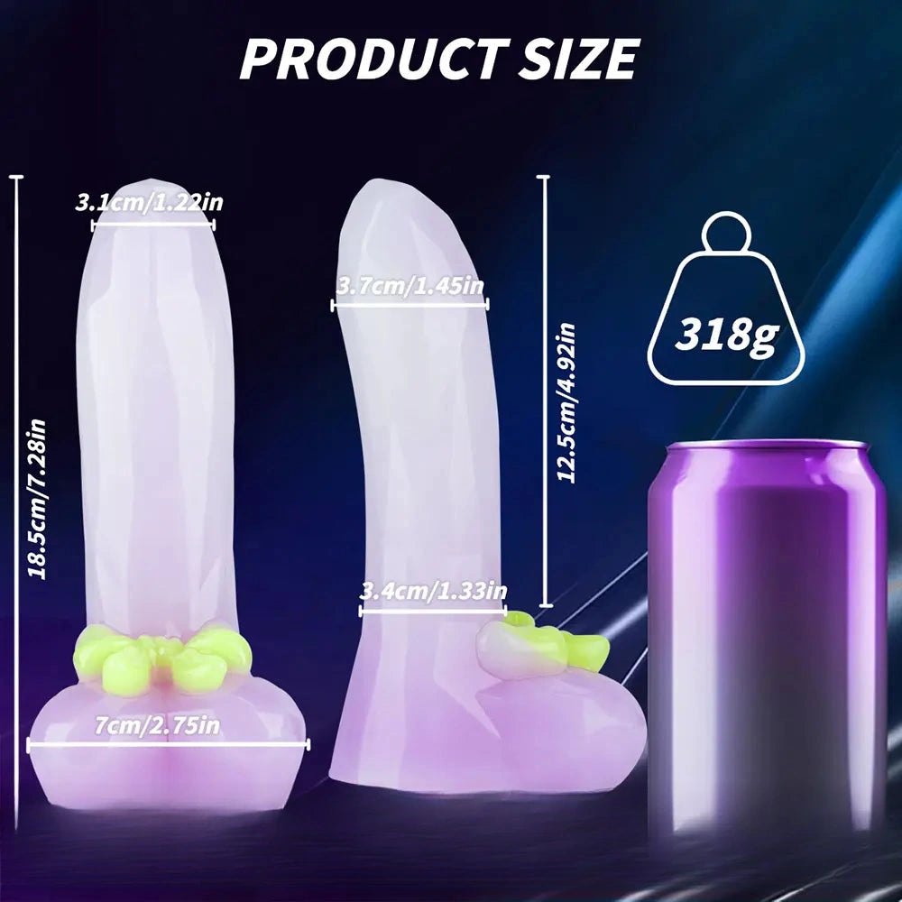 Light purple faceted fantasy dildo with suction cup base, photo 12