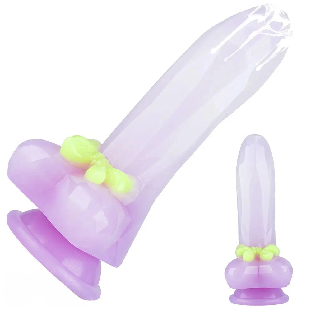 Light purple faceted fantasy dildo with suction cup base, photo 5