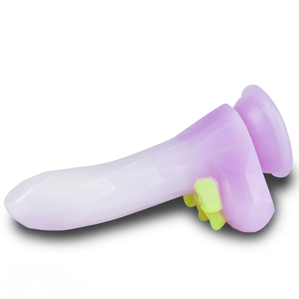 Light purple faceted fantasy dildo with suction cup base, photo 6