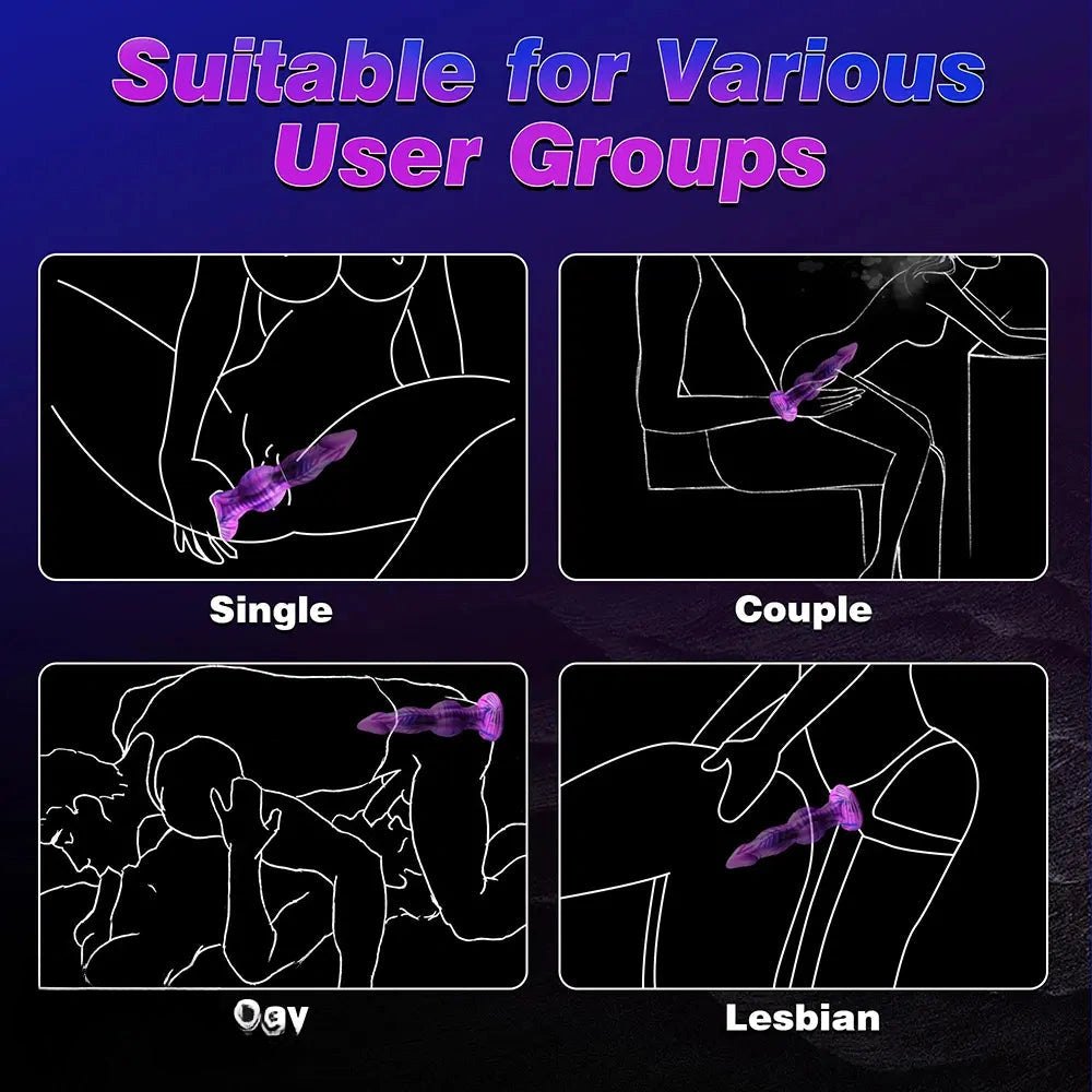 Purple and blue marbled knot-shaped silicone dildo, photo 7