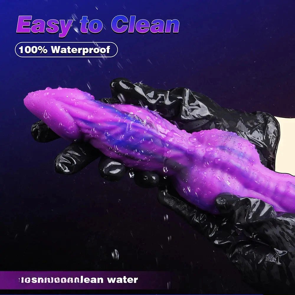 Purple and blue marbled knot-shaped silicone dildo, photo 9