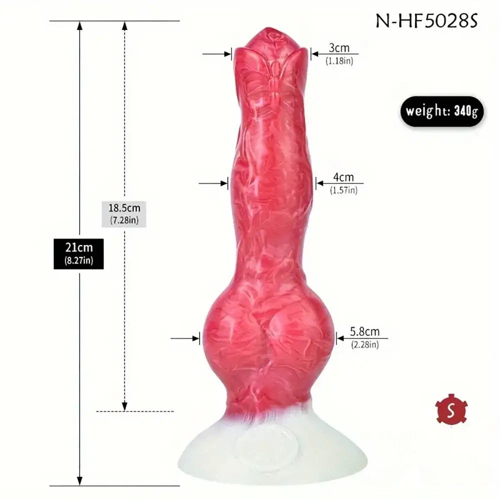 Pink and white fantasy dog knot dildo, photo 10