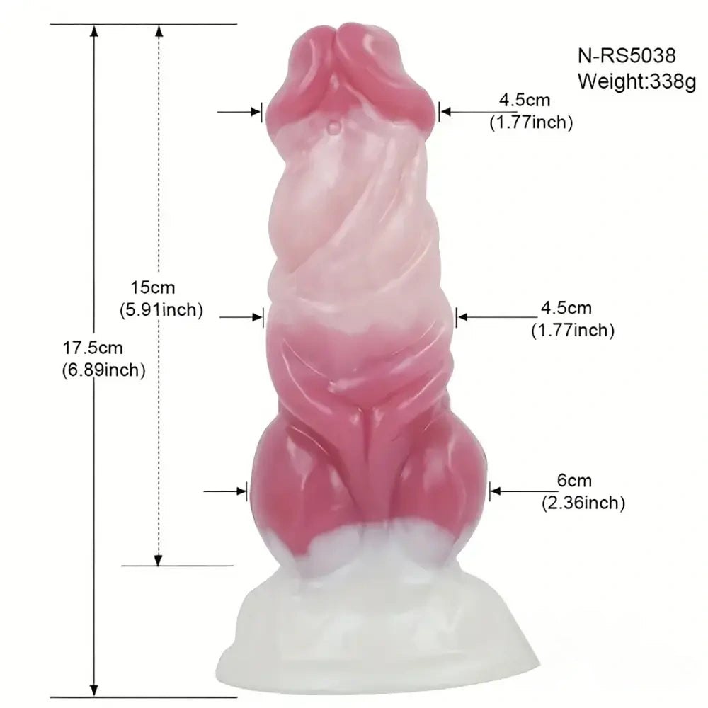 #1 pink and white fantasy monster silicone dildo with suction base