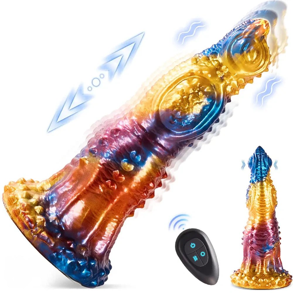 Mixed color fantasy vibrating silicone dildo, photo 1