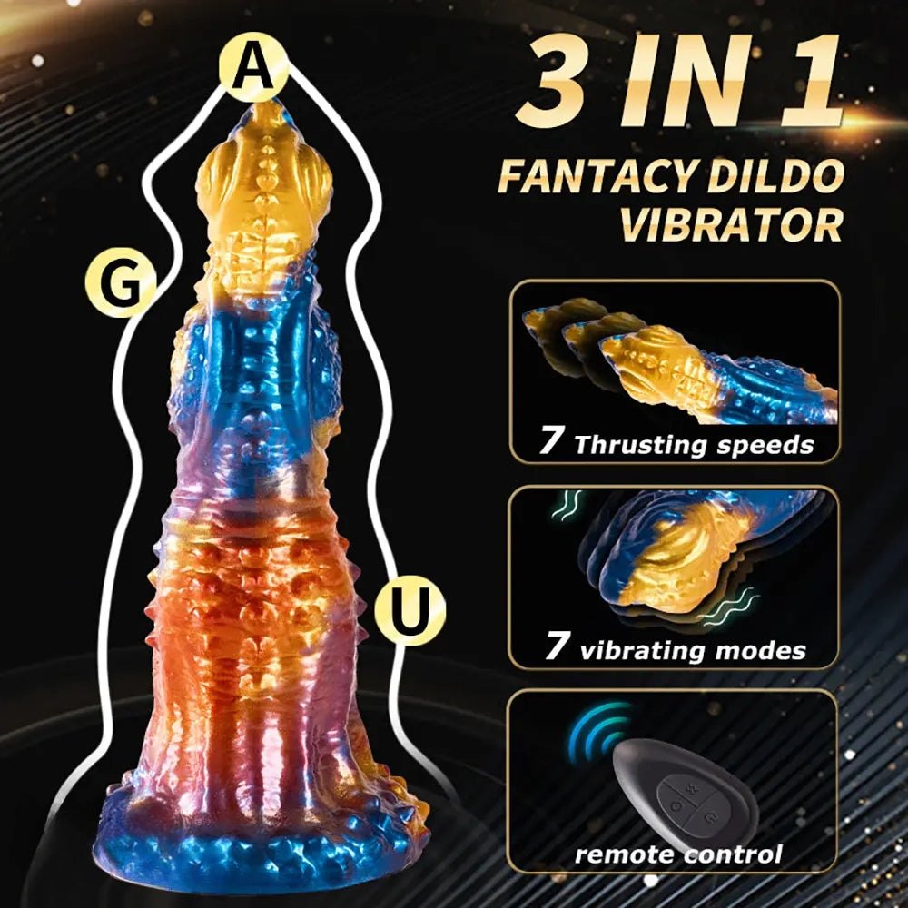 Mixed color fantasy vibrating silicone dildo, photo 3