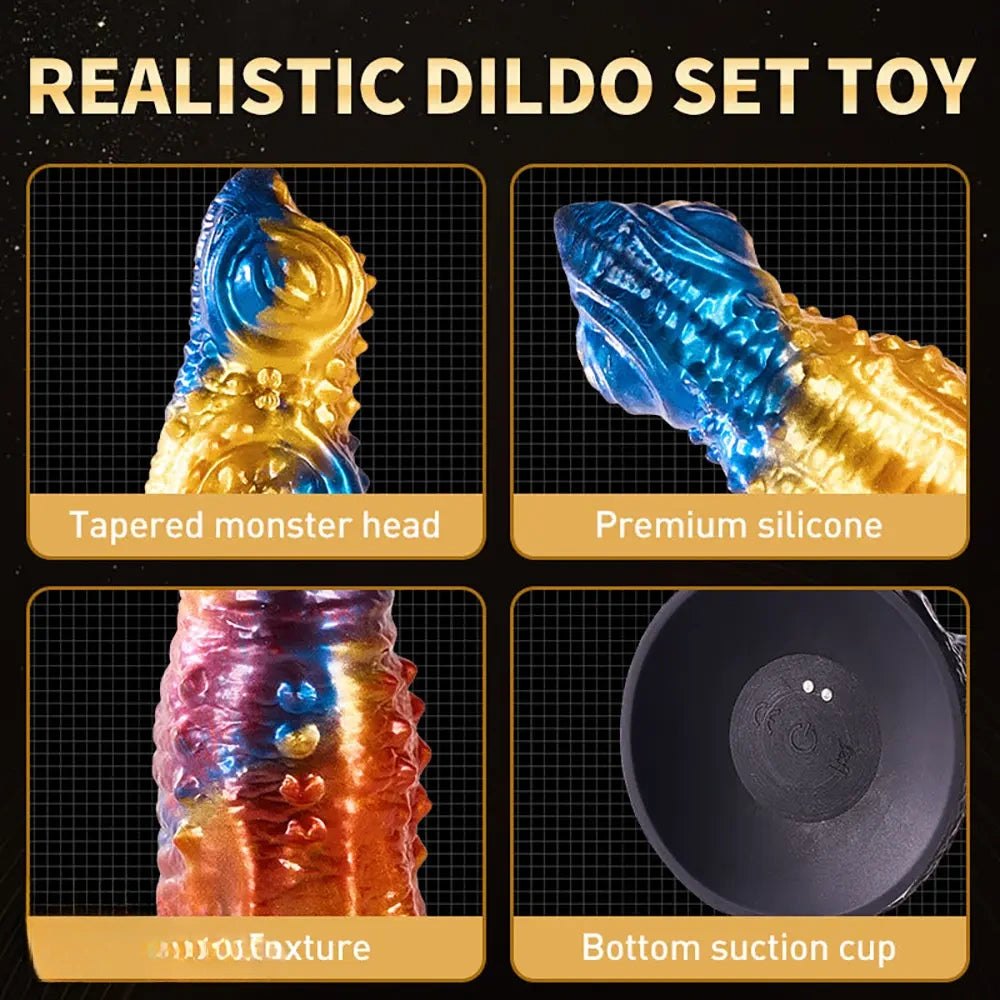 Mixed color fantasy vibrating silicone dildo, photo 5