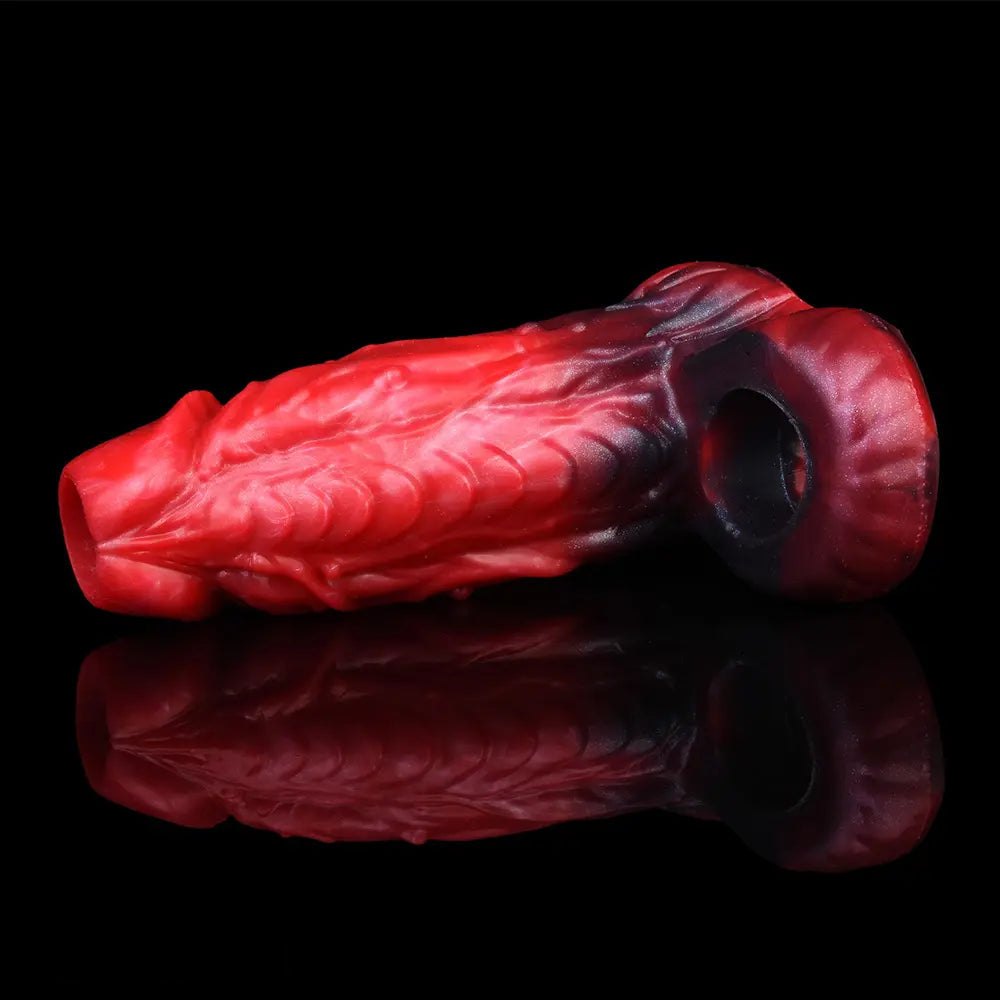 Red and black fantasy hollow silicone sleeve, photo 8