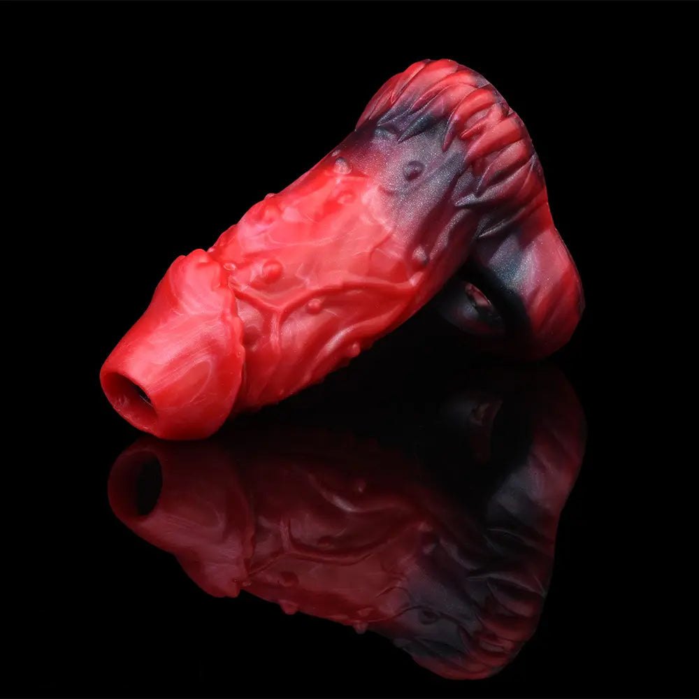 Red and black fantasy hollow silicone sleeve, photo 9